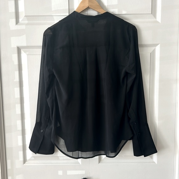 NWT Banana Republic Sheer Black Tuxedo Blouse Size L - Picture 4 of 10